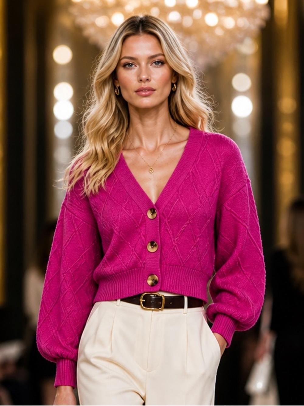 Pink Rose Hot Pink Cardigan Size M